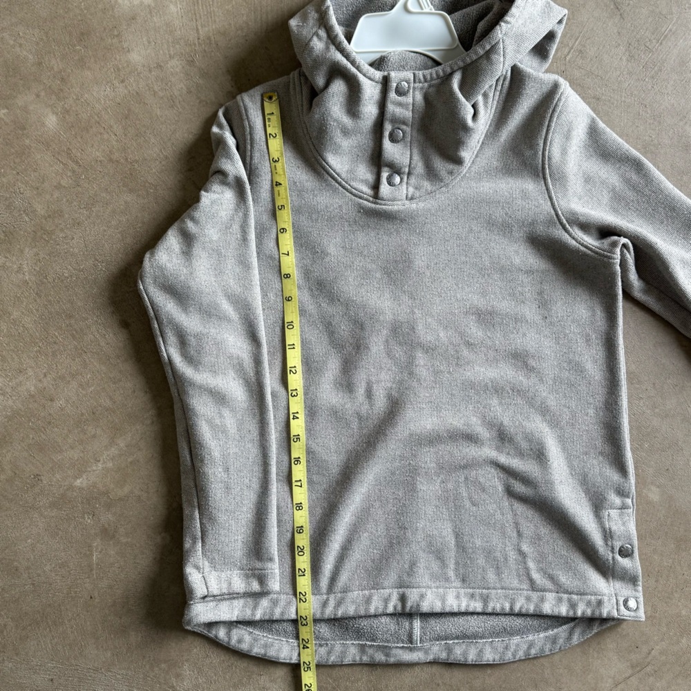 North Face Gray Button-Up Hoodie Light Grey Heather Collar Snaps Sweatshirt S/M - Picture 9 of 12